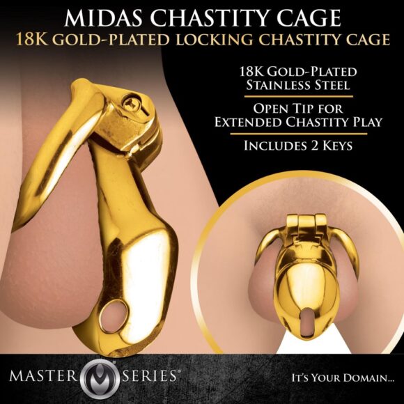 Midas 18K Gold-Plated Locking Chastity Cage - Image 2