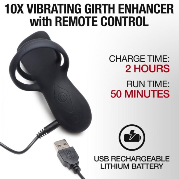 10X Silicone Vibrating Girth Enhancer with Remote Control - Image 5