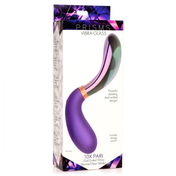 10X Pari Dual Ended Wavy Silicone and Glass Vibrator - Image 7